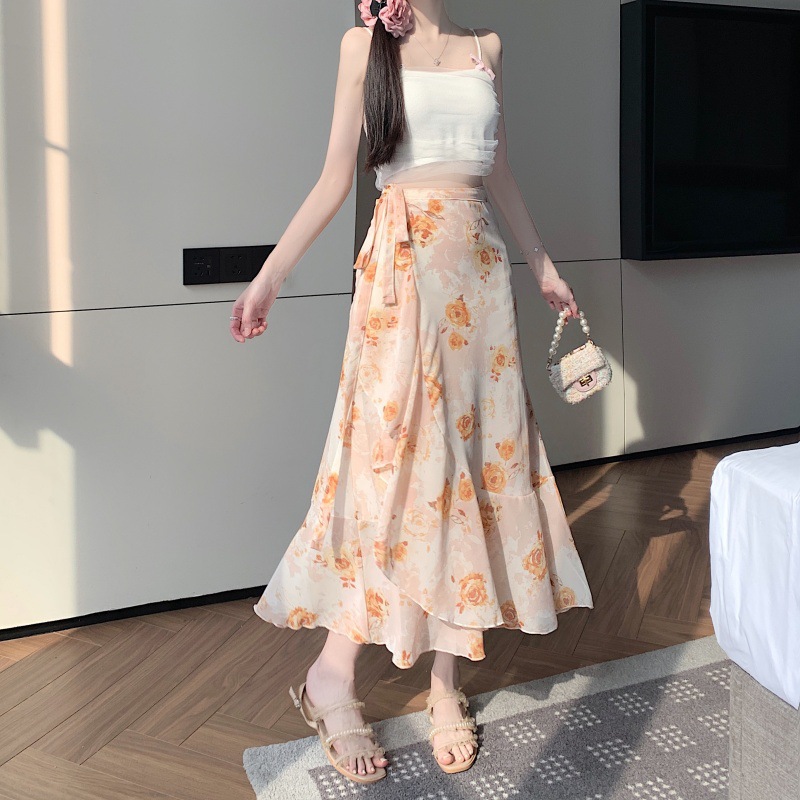 Floral Chiffon Skirt for Women