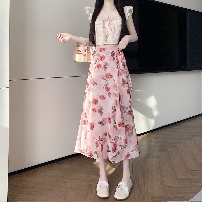 Floral Chiffon Skirt for Women