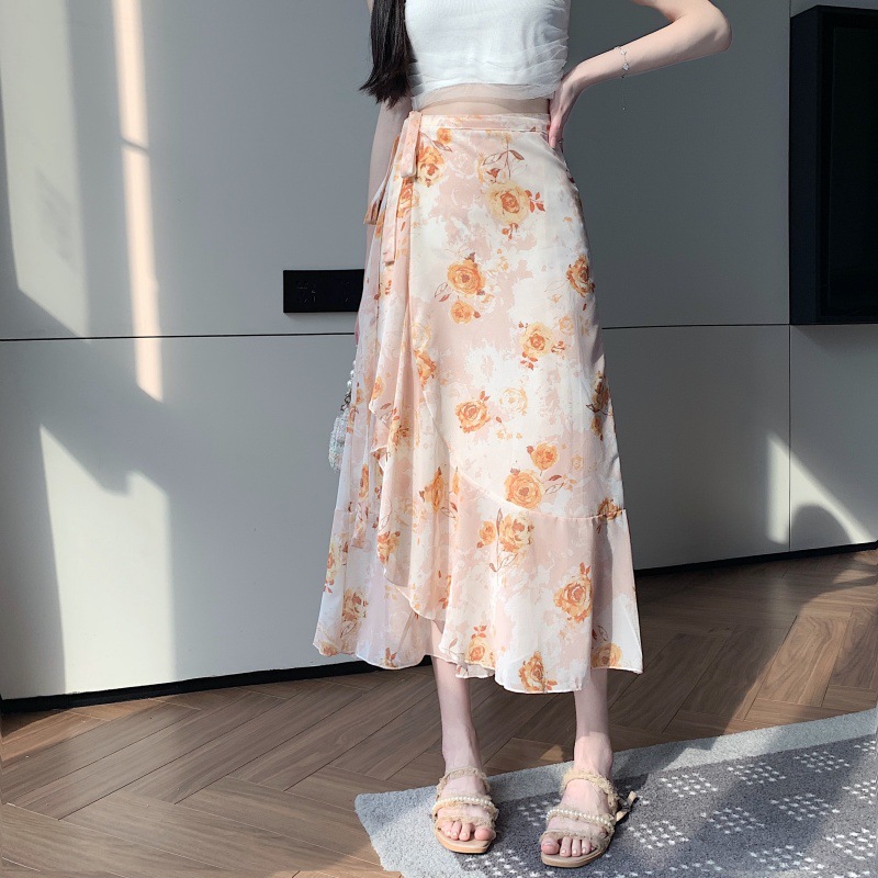 Floral Chiffon Skirt for Women