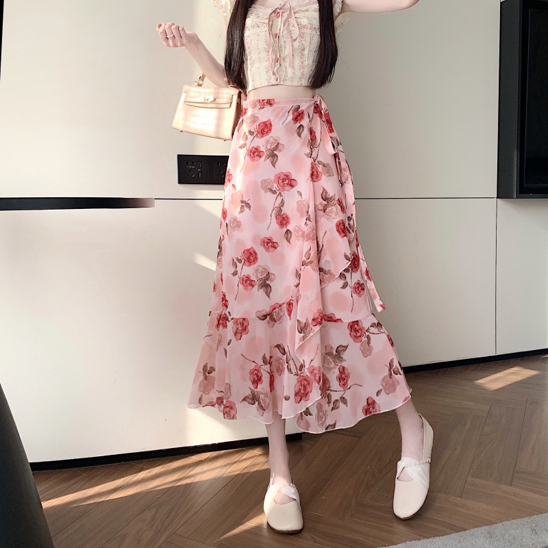 Floral Chiffon Skirt for Women