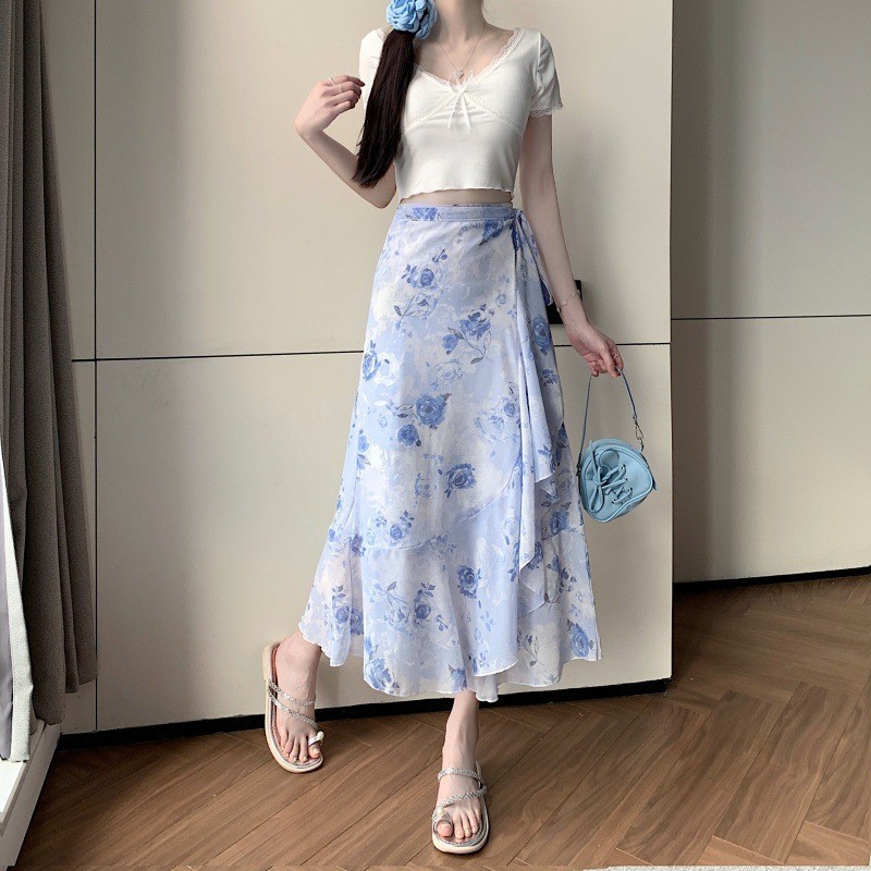 Floral Chiffon Skirt for Women
