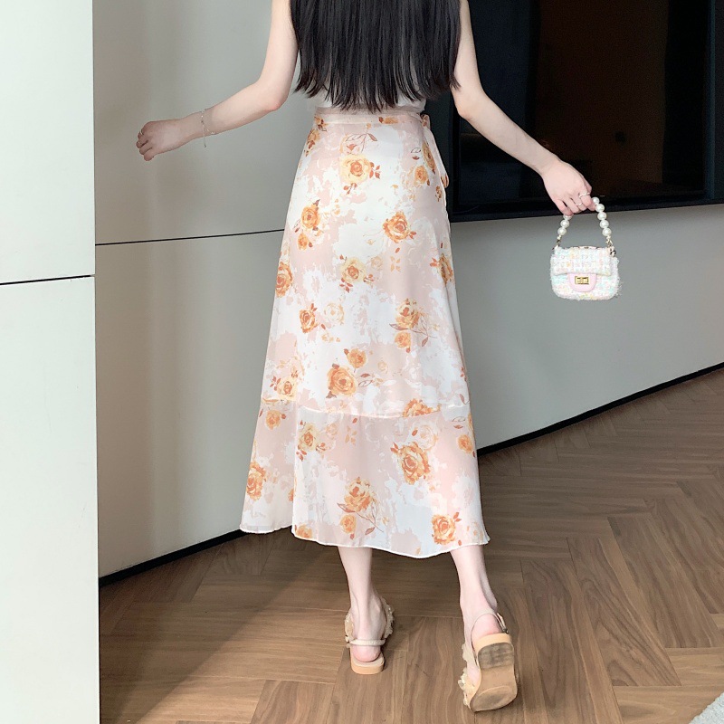 Floral Chiffon Skirt for Women