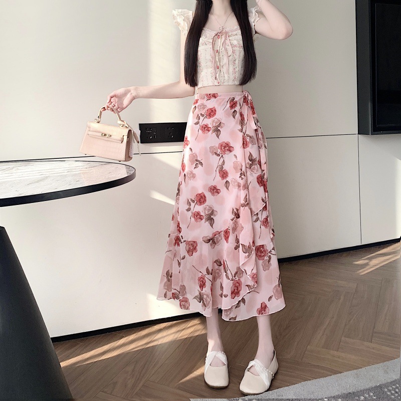 Floral Chiffon Skirt for Women