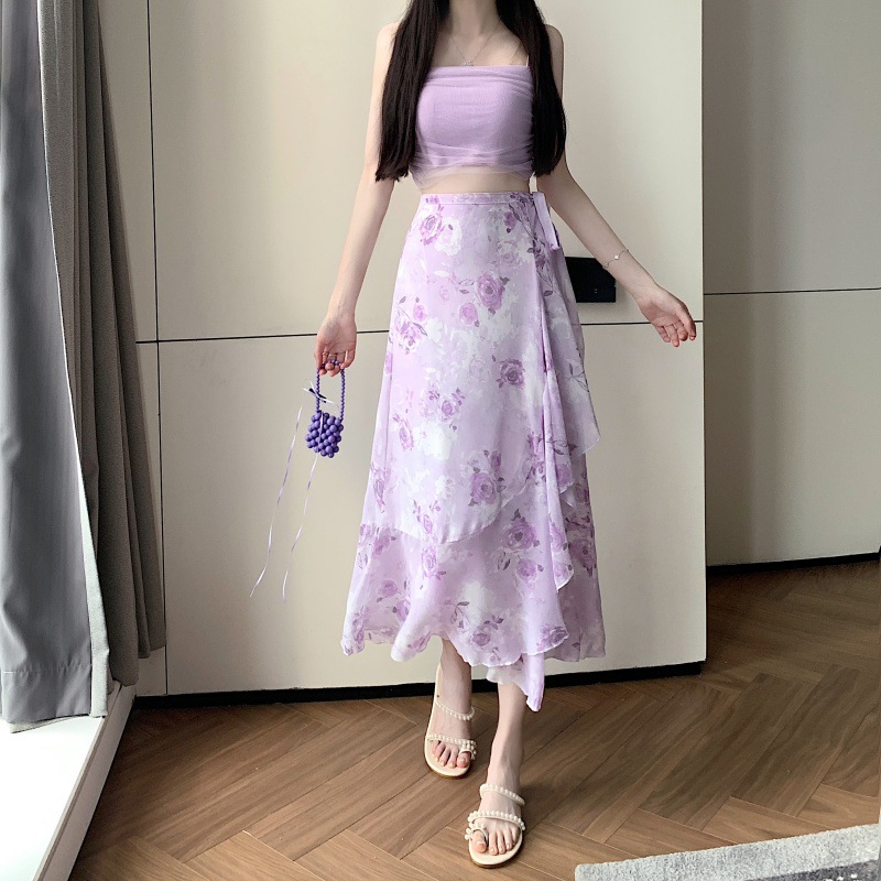 Floral Chiffon Skirt for Women