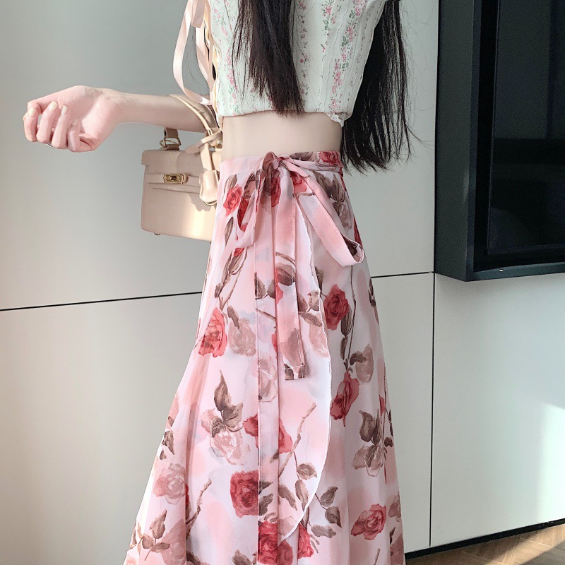 Floral Chiffon Skirt for Women
