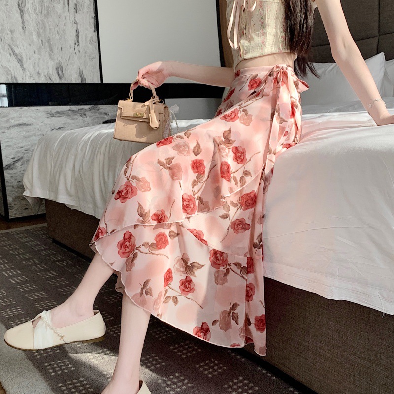 Floral Chiffon Skirt for Women