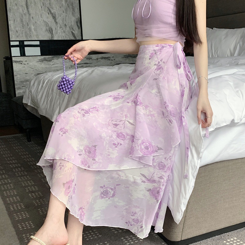 Floral Chiffon Skirt for Women