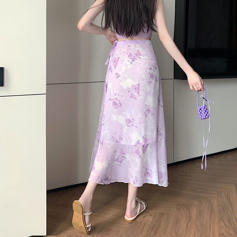 Floral Chiffon Skirt for Women