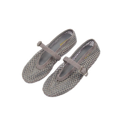 Mesh Suede Mary Jane Flats