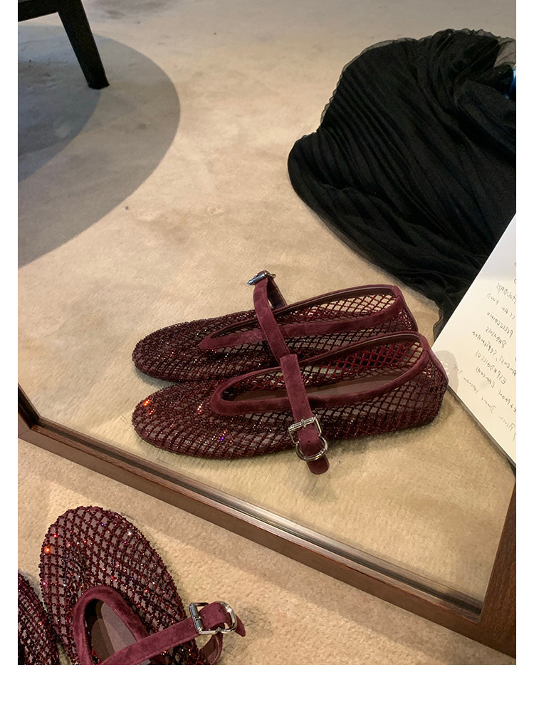 Mesh Suede Mary Jane Flats