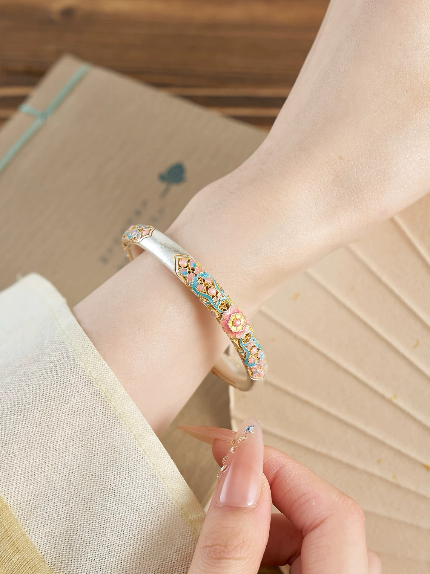 Plated Silver Enamel Bracelet