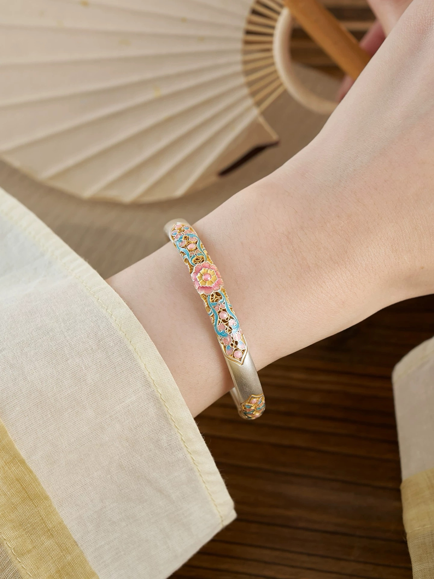 Plated Silver Enamel Bracelet
