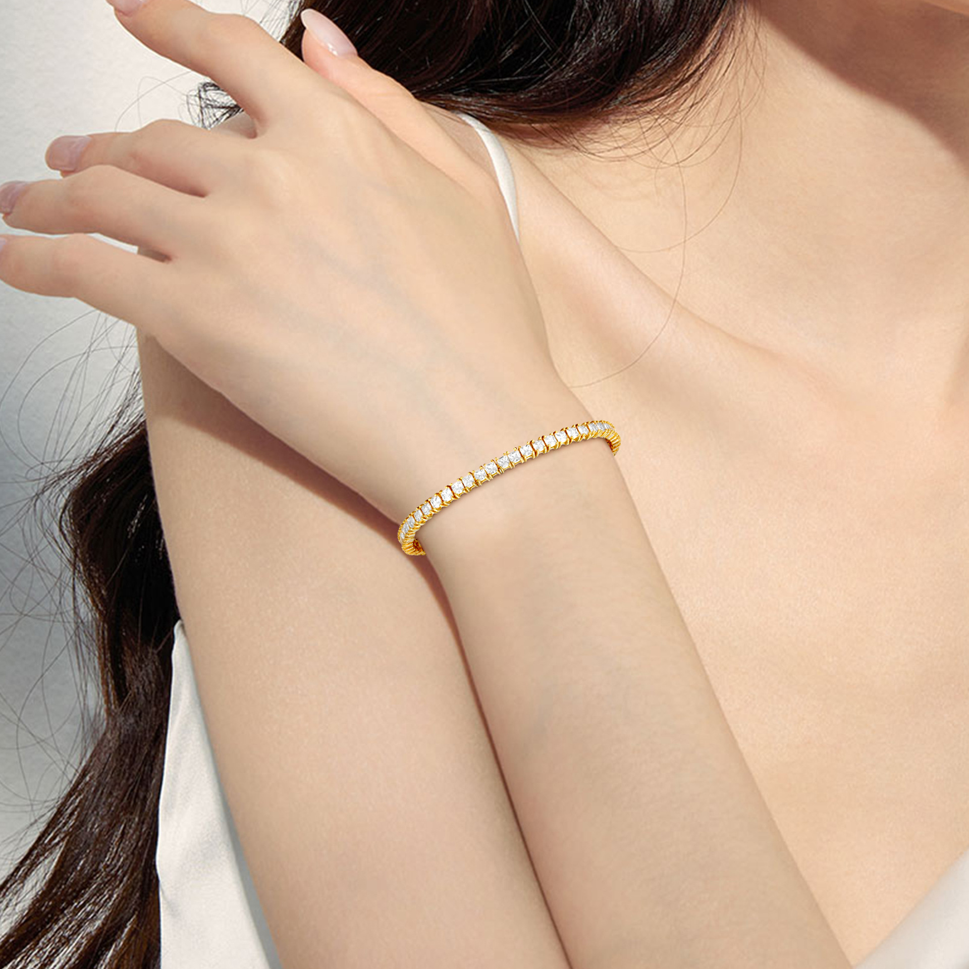 Gold Zircon Tennis Bracelet