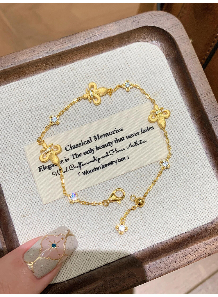 Women's Plated Gold Fleur-de-lis Crystal Bracelet