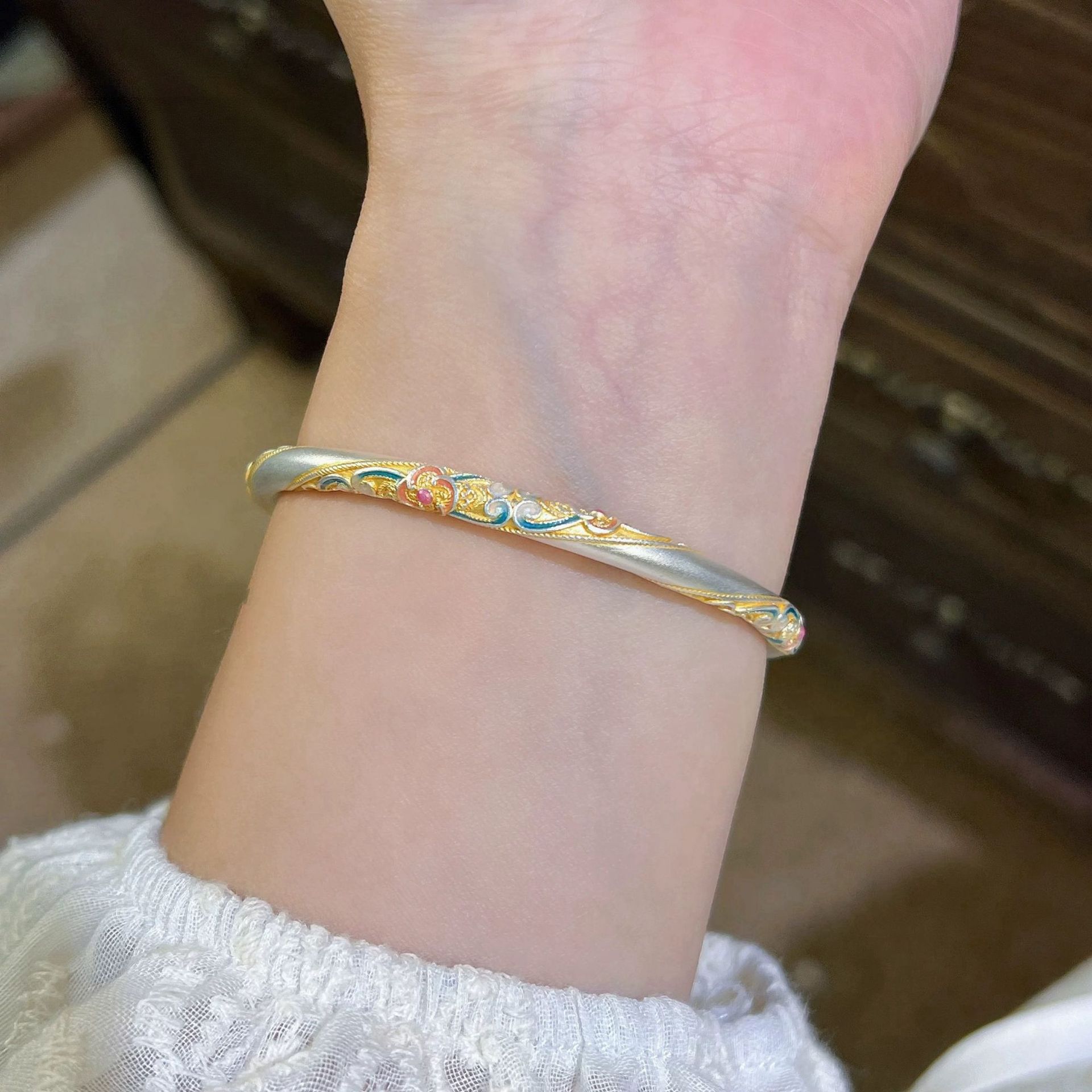Silver Plated Chinese Bangle