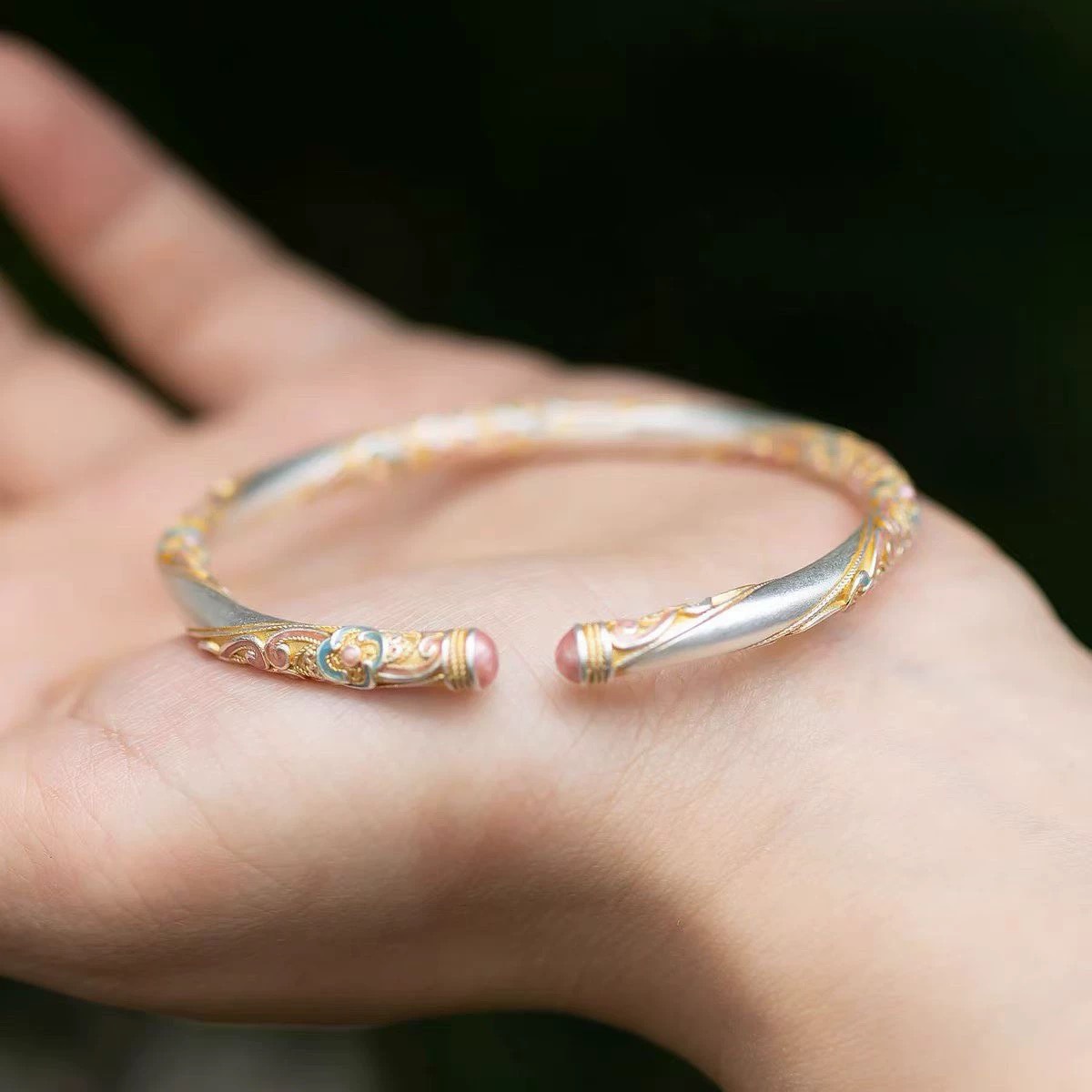 Silver Plated Chinese Bangle