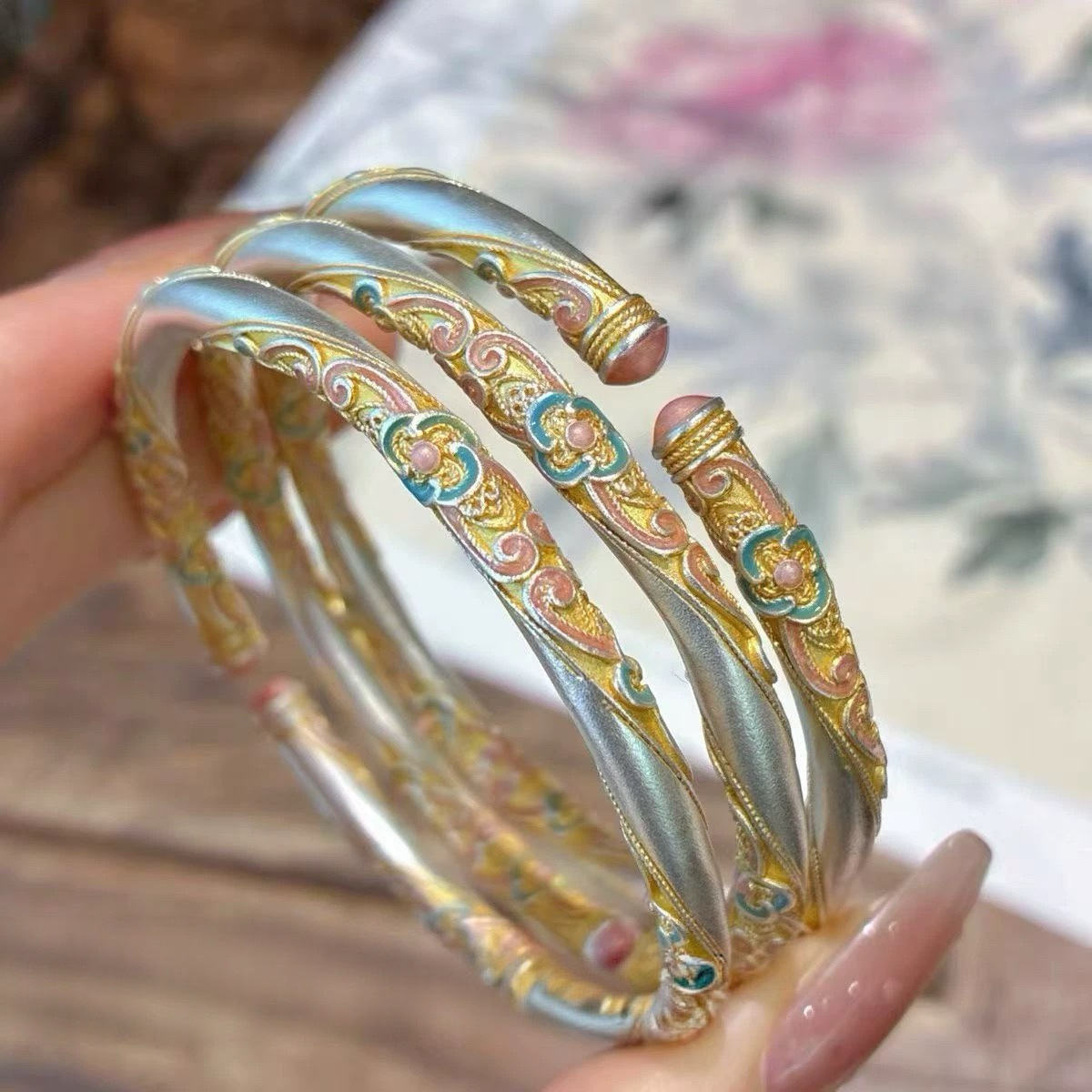 Silver Plated Chinese Bangle
