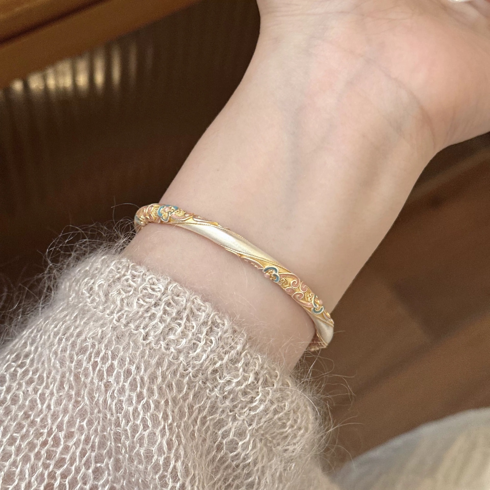 Silver Plated Chinese Bangle