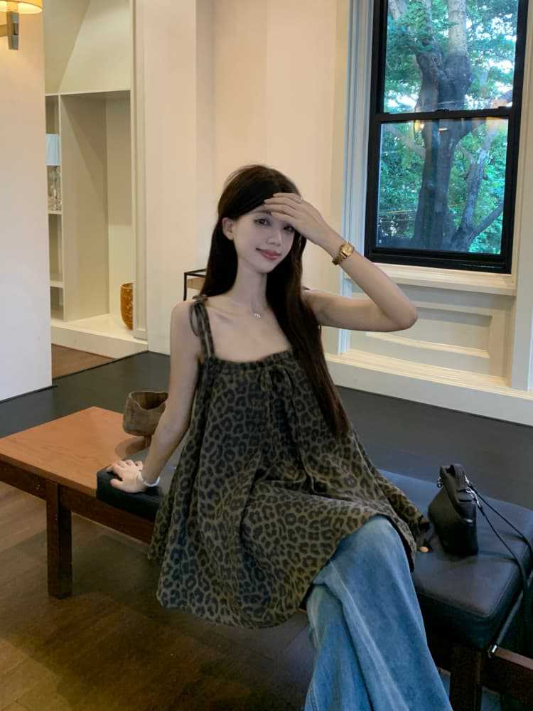 Leopard Spaghetti Strap Top