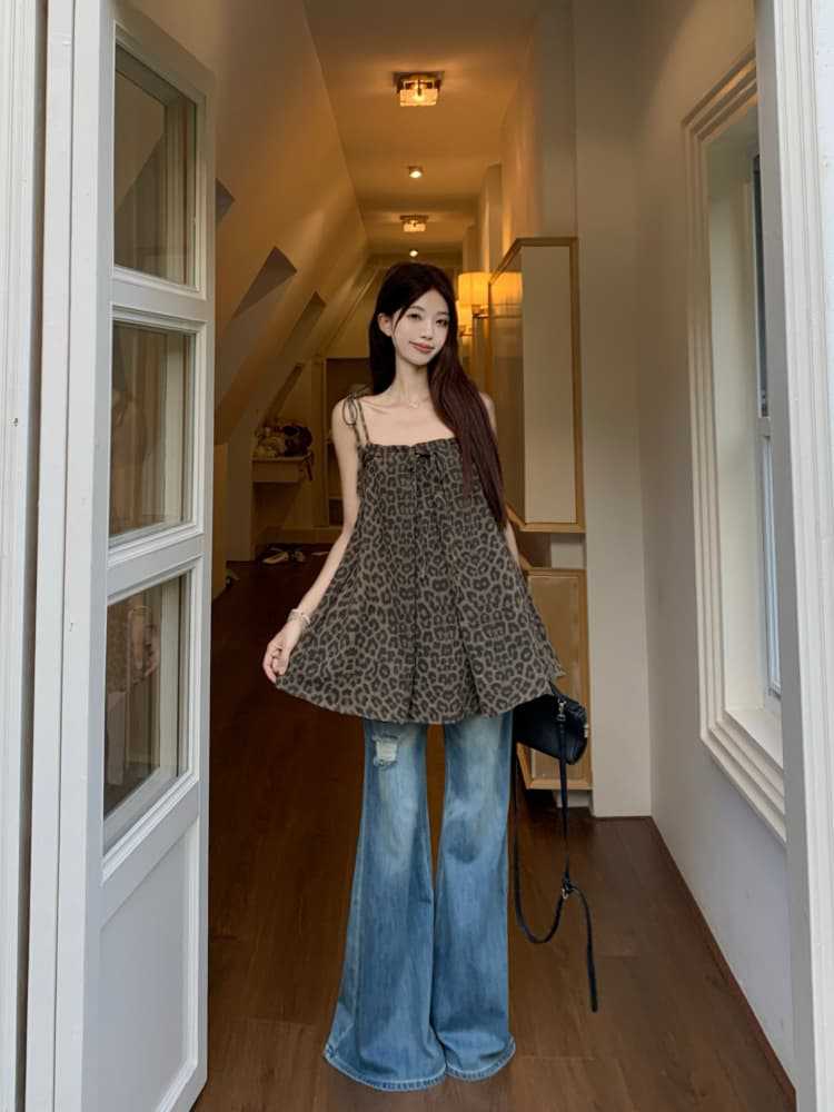 Leopard Spaghetti Strap Top