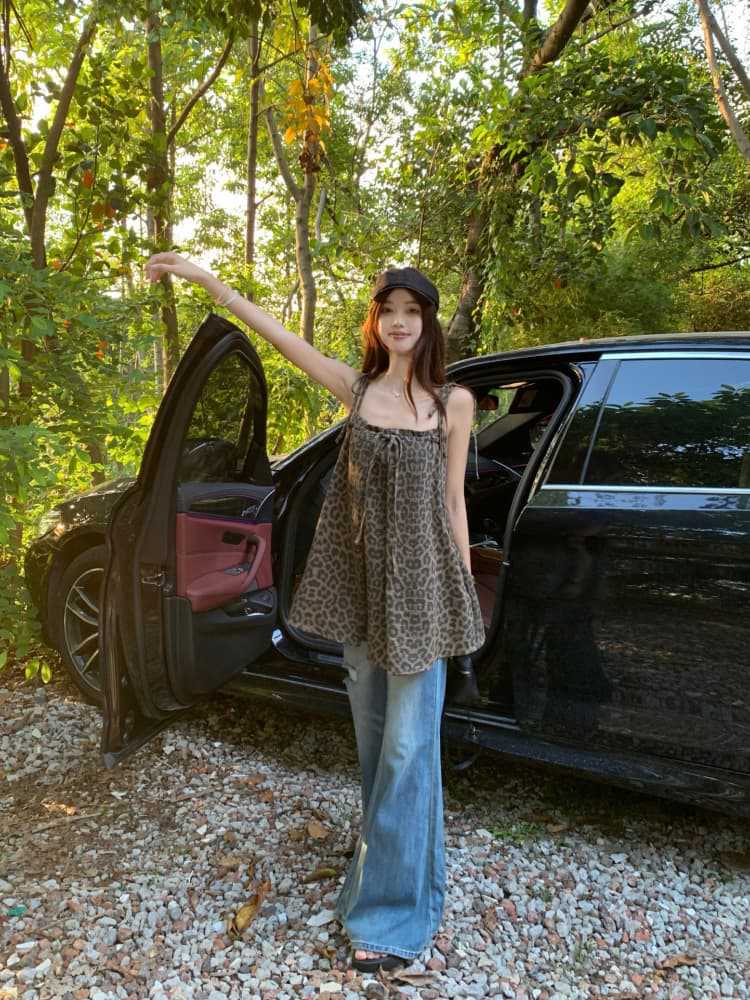 Leopard Spaghetti Strap Top