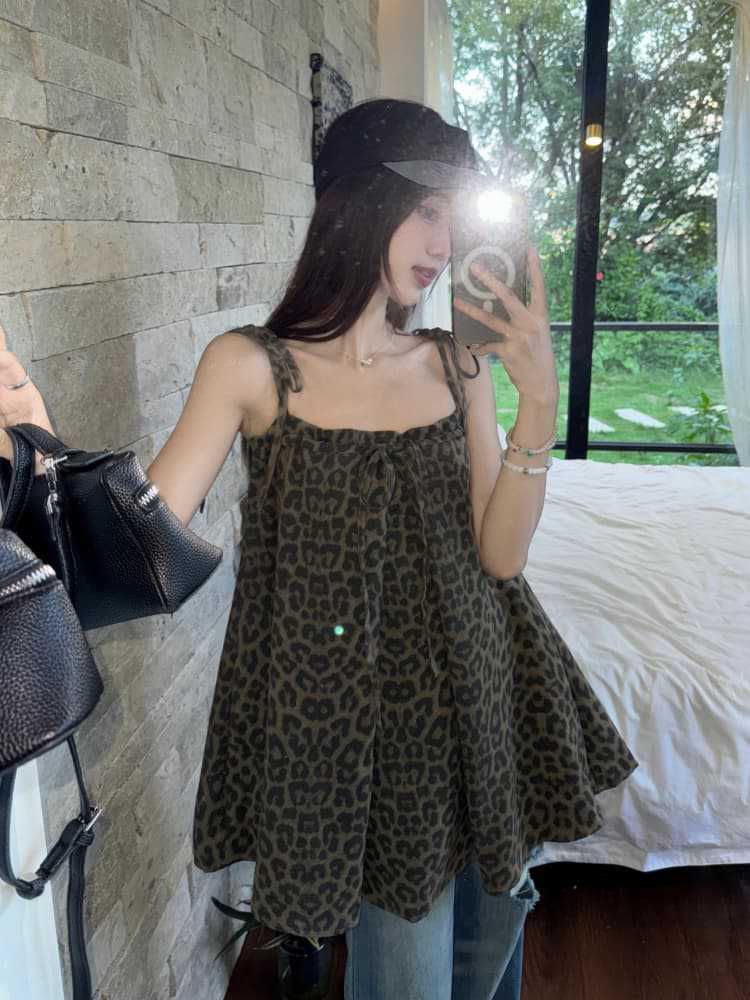 Leopard Spaghetti Strap Top
