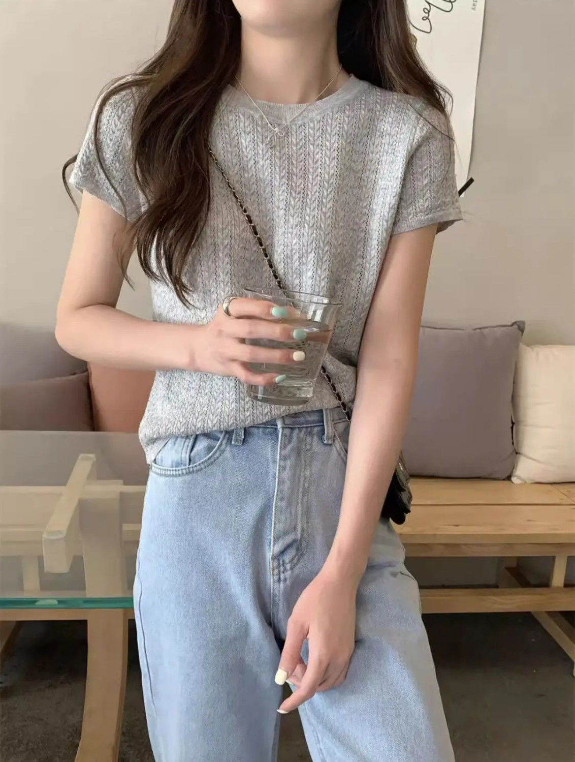 Summer Ice Silk Short Knit Top
