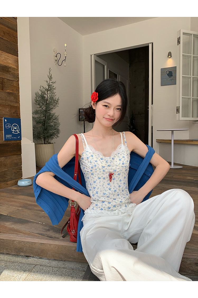 Lace Cami Top with Built-in Bra