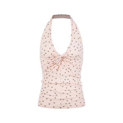 UNBDNS Floral Halter Tank Top