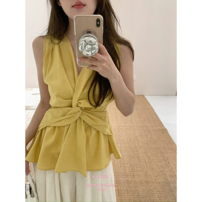 Summer V-neck Twist Sleeveless Tank Top