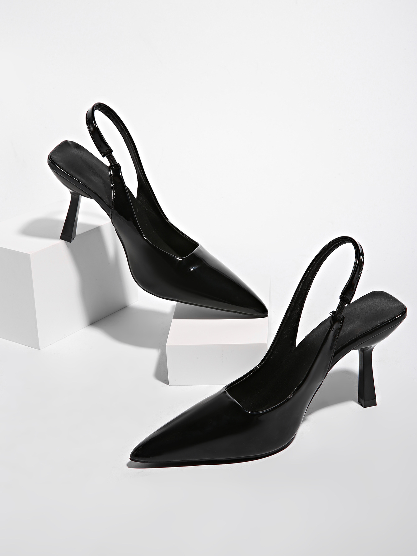 Patent Leather Pointed Heel Sandals