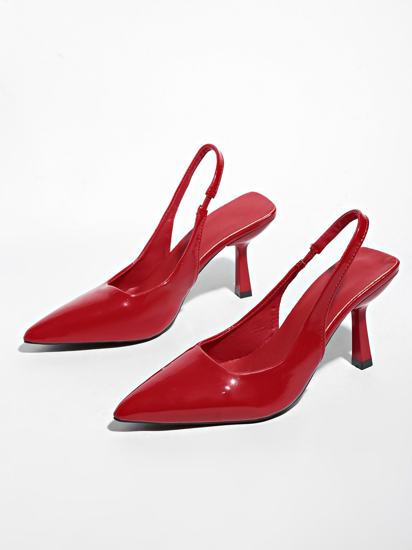 Patent Leather Pointed Heel Sandals