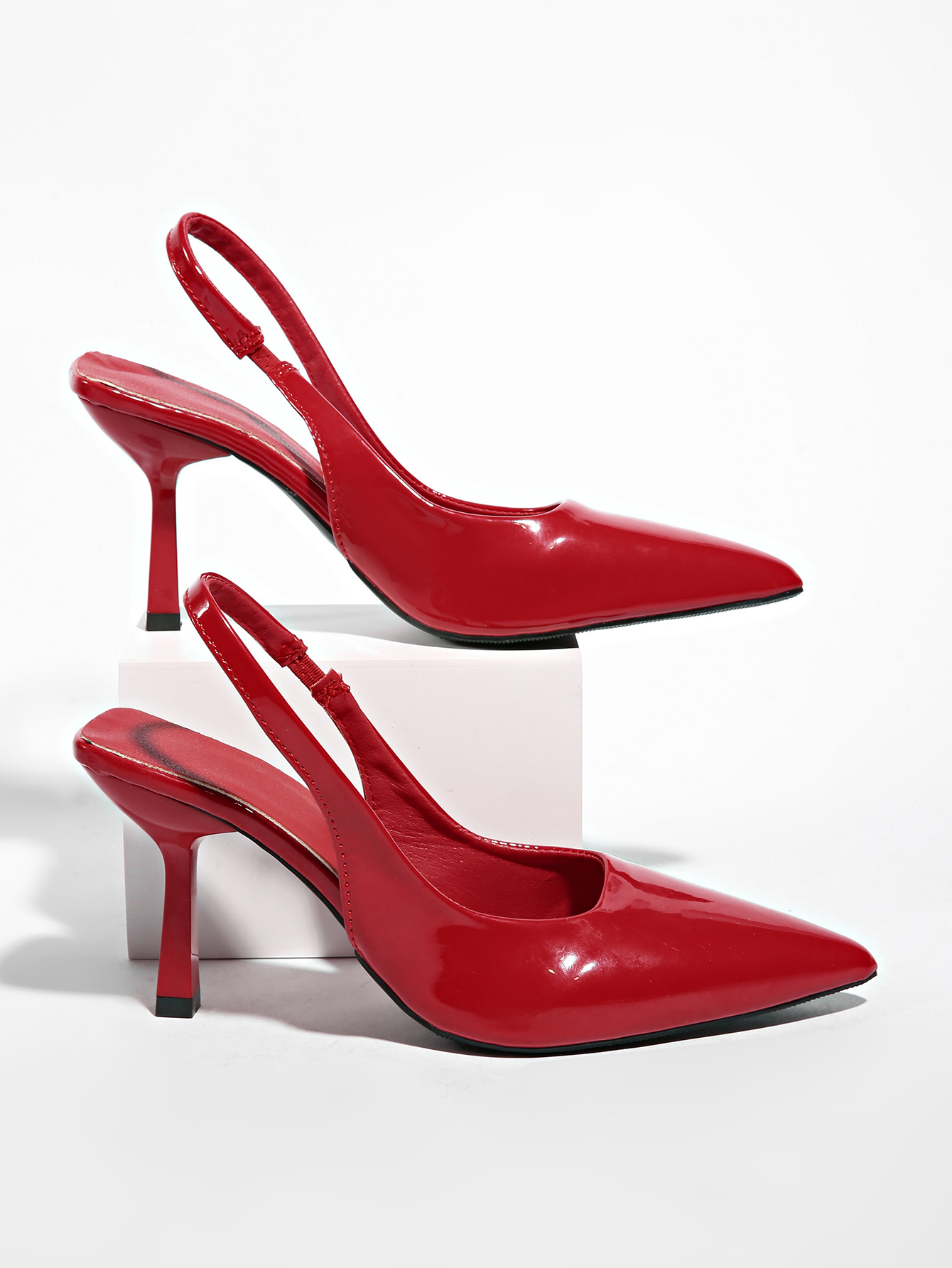 Patent Leather Pointed Heel Sandals