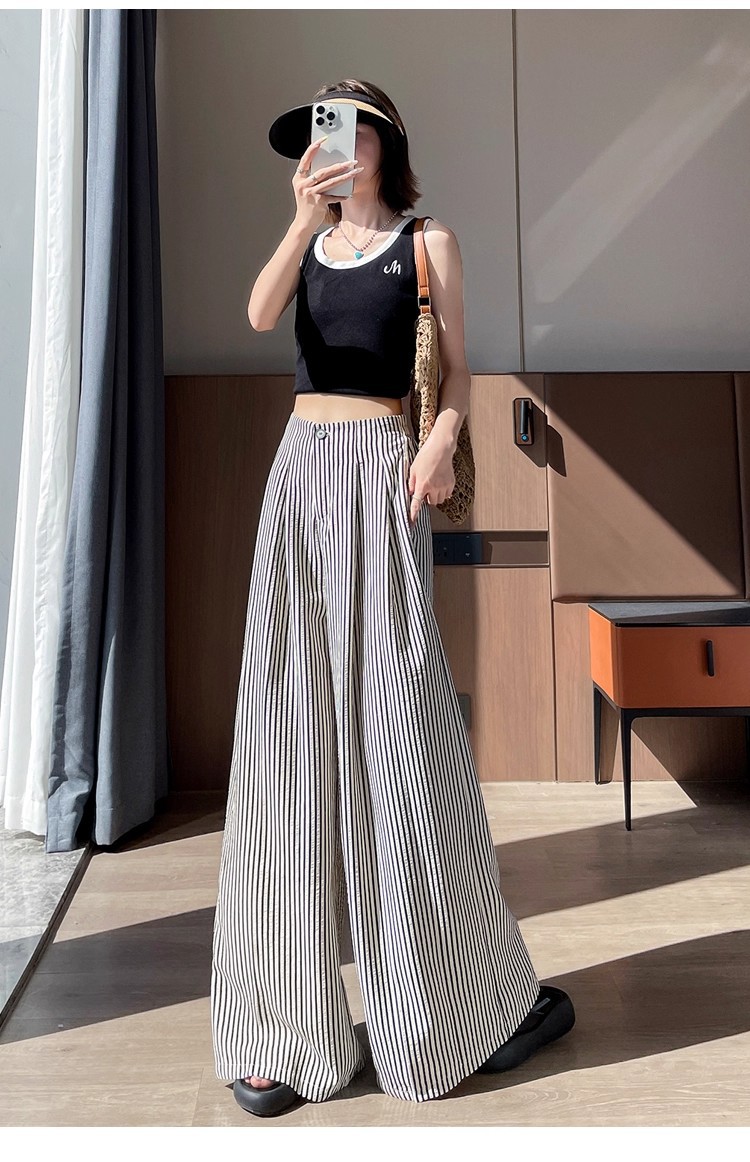 Women's Ice Silk Striped Pants