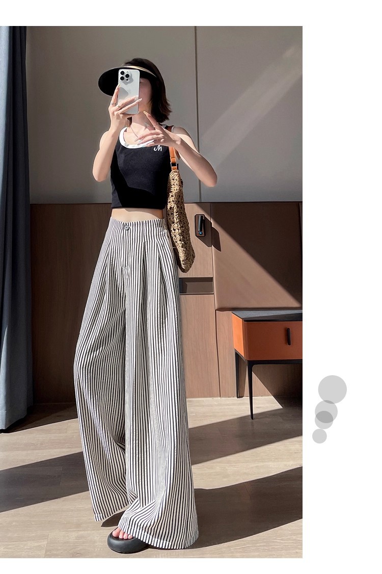 Women's Ice Silk Striped Pants