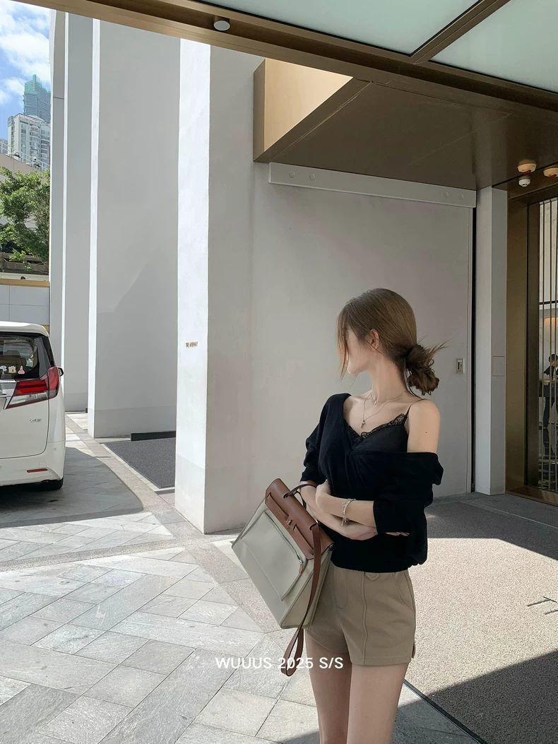 3/4 Sleeve V-neck Knit Sun Protection Women's Top