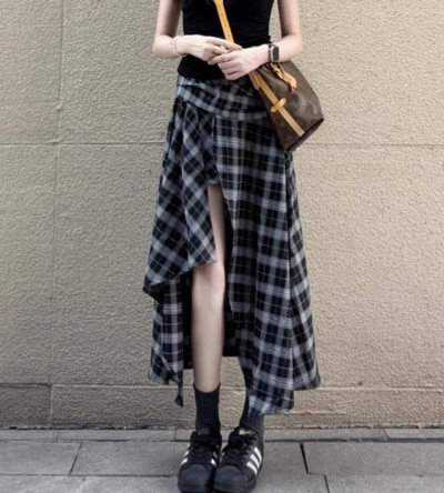 2025 Spring French Plaid Women Skirt