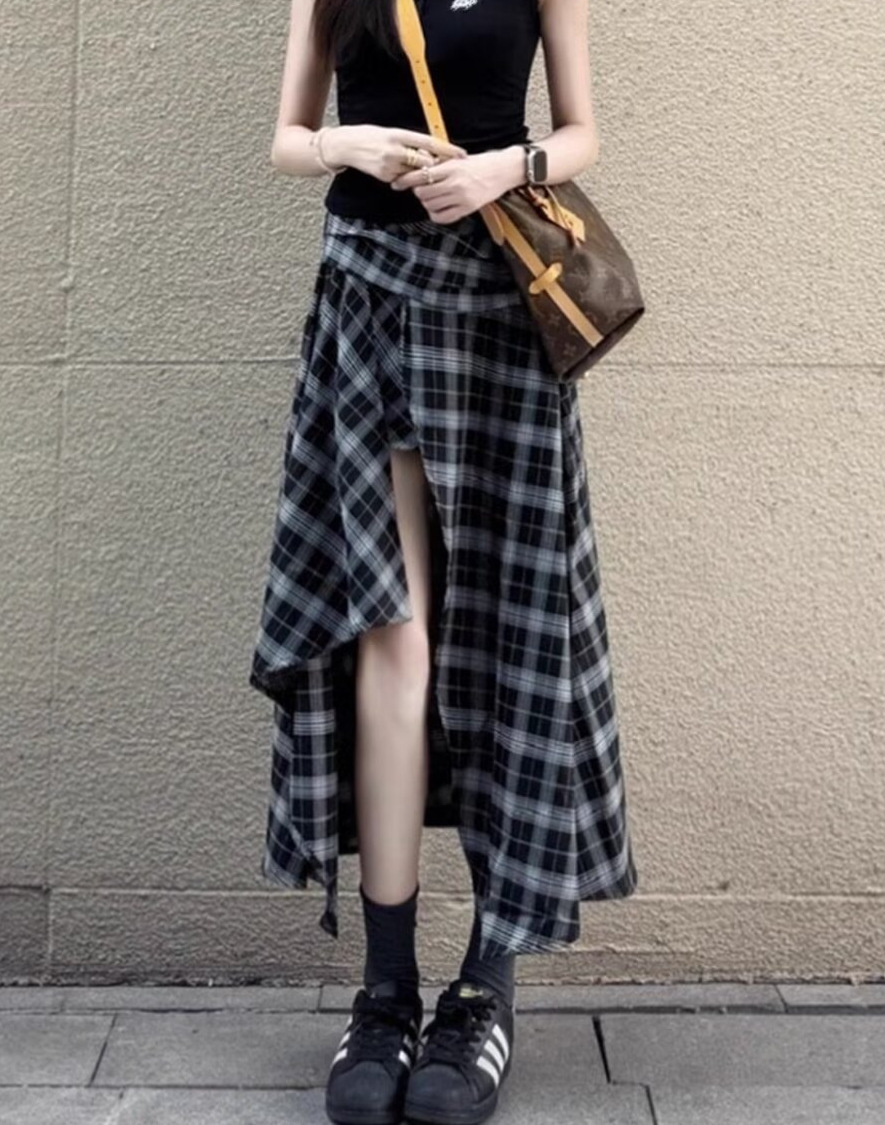 2025 Spring French Plaid Women Skirt