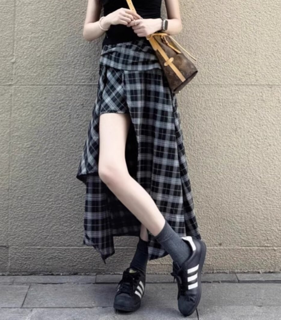 2025 Spring French Plaid Women Skirt