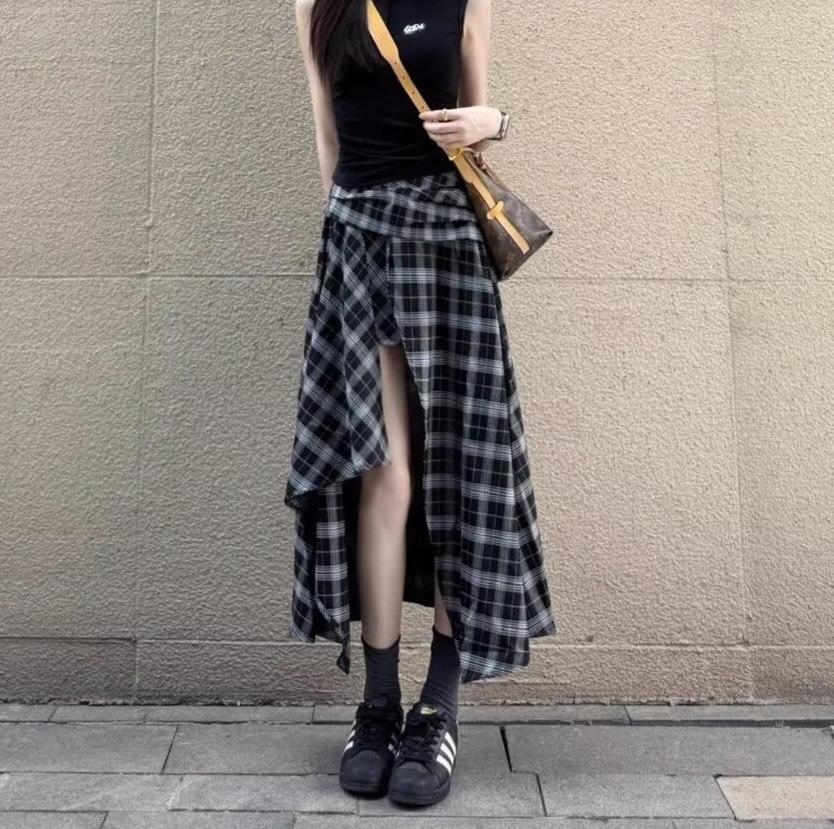 2025 Spring French Plaid Women Skirt