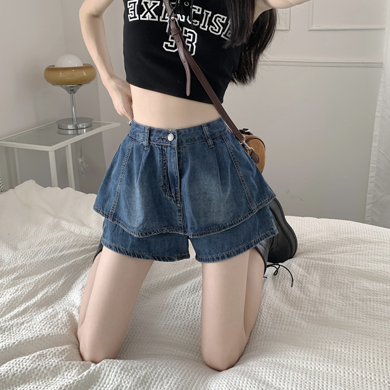 High Waist Retro Denim Skort