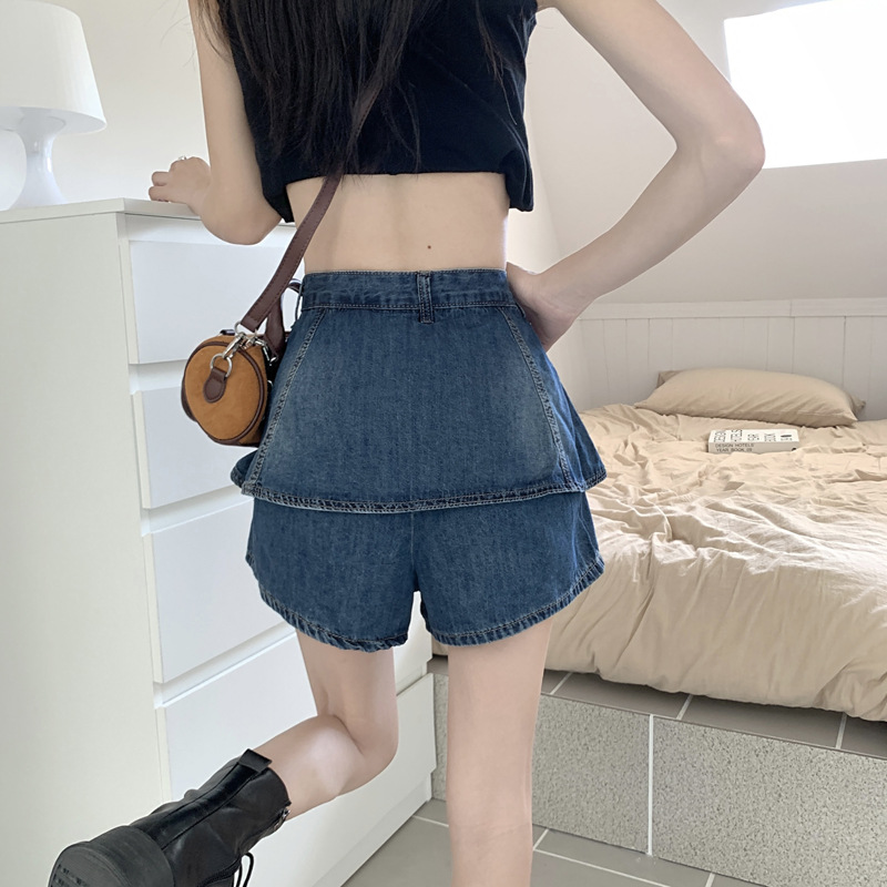 High Waist Retro Denim Skort