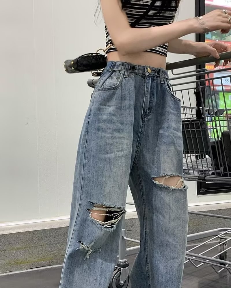 High Waist Ripped Denim Jeans