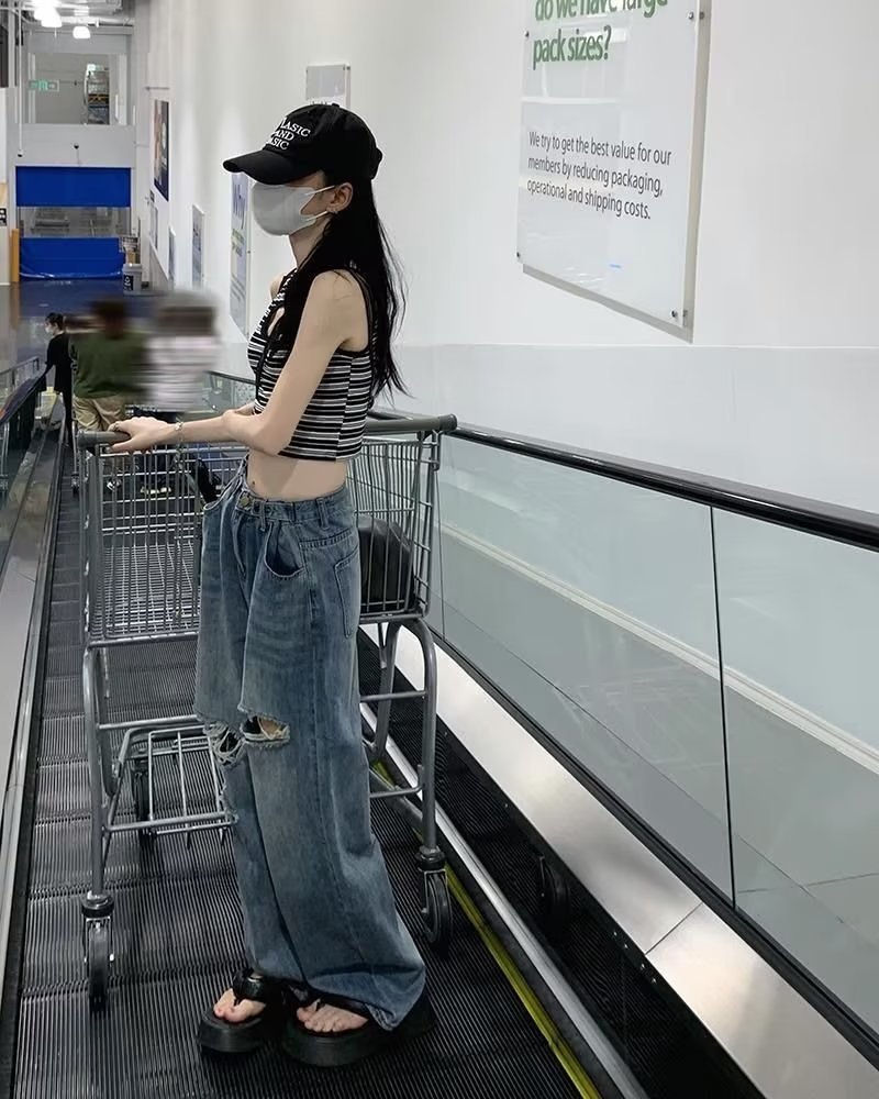 High Waist Ripped Denim Jeans