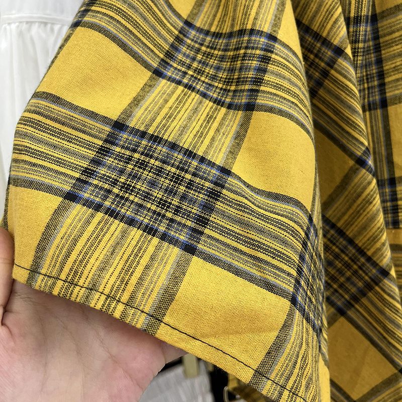 High-Waist Tie A-Line Plaid Skirt