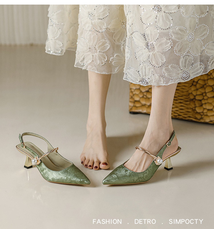 Chinese Pearl Strap High Heels