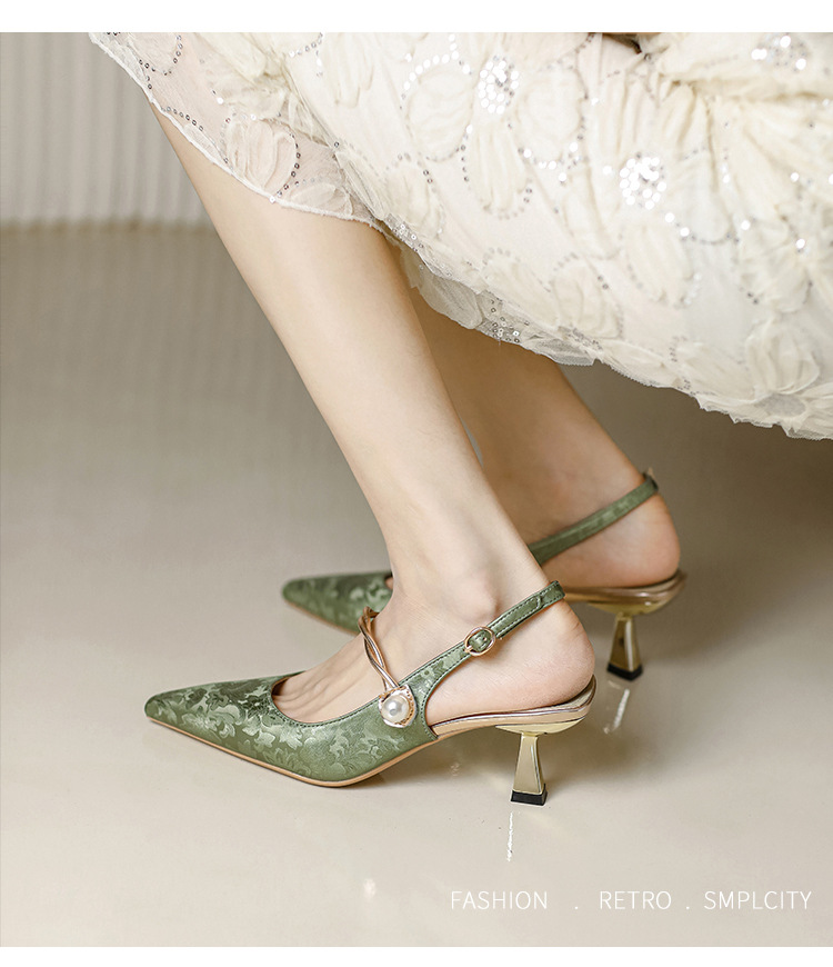 Chinese Pearl Strap High Heels