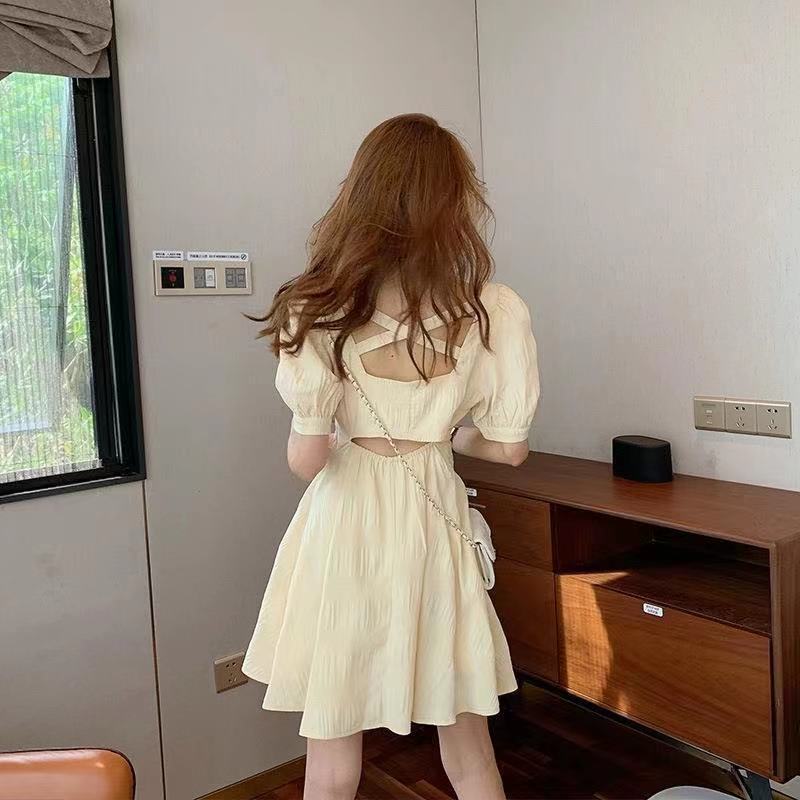 French V-neck Backless Dress