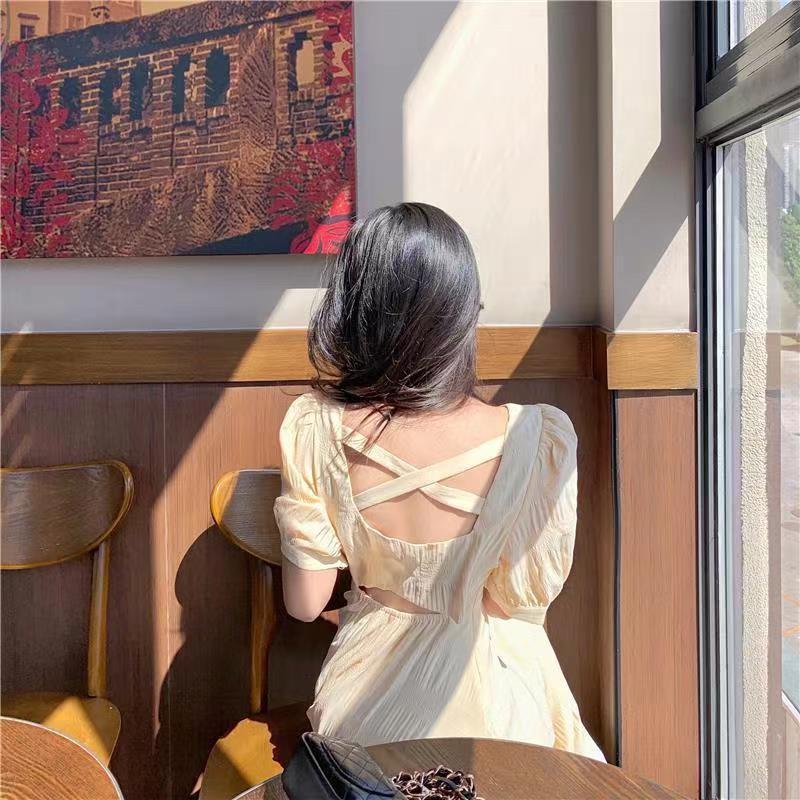 French V-neck Backless Dress