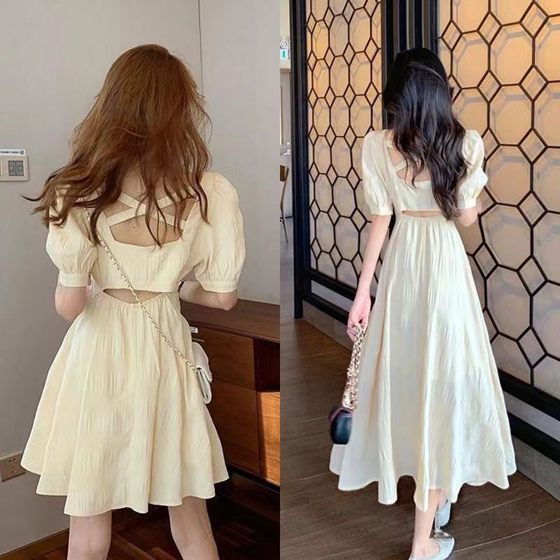 French V-neck Backless Dress